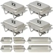 vidaXL Ensemble de chauffe-plats 4 pcs Acier inoxydable