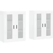 vidaXL Armoires murales 2 pcs. Blanc Bois composite