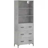 vidaXL Highboard gris béton 69,5x34x180 cm Bois composite