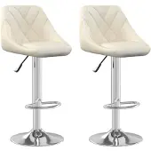 vidaXL Tabouret de bar 2 pcs. Velours crème