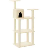 vidaXL Arbre à chat avec colonnes à griffer en sisal Crème 118,5 cm