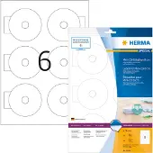 Herma Special - Papier - mat - auto-adhésif permanent - blanc - diamètre 78 mm 60 étiquette(s) (10 feuille(s) x 6) étiquettes CD/DVD opaques
