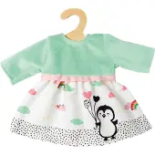 Heless Robe de poupée pingouin à pois, taille 28-35cm