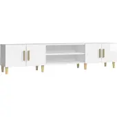 vidaXL Meuble TV Blanc Brillant 180x31.5x40 cm Bois reconstitué