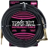 Ernie Ball Cables Instrument Gaine Tisse Jack/jack Coudé 3M Noir