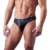 Svenjoyment Underwear - string homme zippé strass - effet brillant - noir - 2XL