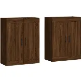 vidaXL Armoires murales 2 pcs. Brun imitation chêne Matériau dérivé du bois