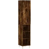 vidaXL Highboard chêne fumé 34,5x34x180 cm bois composite