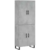 vidaXL Highboard gris béton 69,5x34x180 cm Bois composite