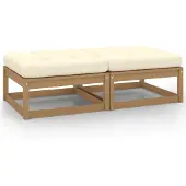 vidaXL Tabouret de jardin avec coussin 2 pcs. Marron miel Pin massif