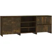 vidaXL Sideboard 3 pièces chêne fumé bois composite