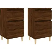 vidaXL Tables de chevet 2 pcs chêne marron 40x35x70 cm