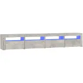 vidaXL Armoire TV avec lampes LED gris béton 240x35x40 cm
