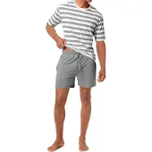 H.I.S. Pyjama court gris / blanc