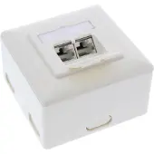 InLine Boîtier de prise murale Cat. 6A en saillie ou encastré 2x RJ45 femelle RAL9010 blanc vertical