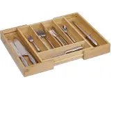 Relaxdays 10016098 range-couvert réglable bambou 31-48,5 cm