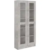 vidaXL Armoire à vitrine Gris béton 82,5x30,5x185,5 cm Bois ingénierie