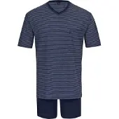 Ammann Pyjama court ' Jeans Ringel ' bleu / bleu foncé / noir