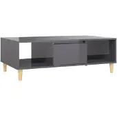 vidaXL Table basse gris brillant 103,5x60x35 cm Bois composite