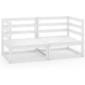vidaXL Canapé de jardin 2 places blanc pin massif