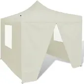 vidaXL Tente pliante 4 parois 3 x 3 m Blanc crème