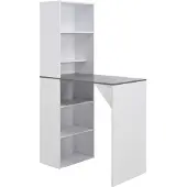 vidaXL Table de bar avec armoire blanche 115 x 59 x 200 cm