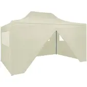 vidaXL Tente de réception pliable avec 4 parois 3x4 m Acier Crème