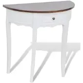 vidaXL Table console avec tiroir et dessus de table marron Demi-ronde