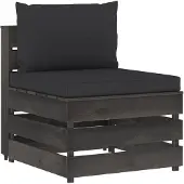 vidaXL Canapé central modulaire avec coussins Gris Bois imprégné