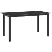vidaXL Table de jardin noire 150x90x74 cm aluminium et verre