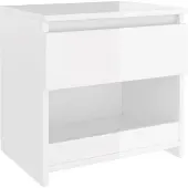 vidaXL Table de chevet blanc brillant 40x30x39 cm bois d’ingénierie