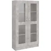vidaXL Armoire à vitrine Gris béton 82,5x30,5x150 cm Bois d'ingénierie