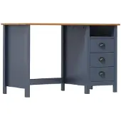 vidaXL Bureau Hill avec 3 tiroirs Gris 120x50x74 cm Pin solide