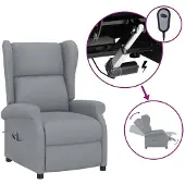 vidaXL Fauteuil à oreilles avec fonction de couchage Électrique Gris clair Tissu