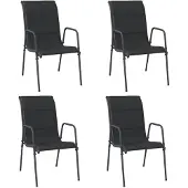 vidaXL Chaises de jardin 4 pcs acier et textilène noir