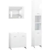 vidaXL Ensemble de meubles de salle de bain 3 pièces blanc en bois composite