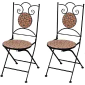 vidaXL Chaises de bistrot 2 pcs. Pliable Céramique Terracota