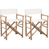 vidaXL Chaise pliable lot de 2 Bambou et toile