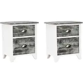 vidaXL Table de chevet 2 pcs avec 2 tiroirs Gris et blanc