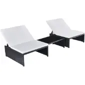 vidaXL Chaise longue double 2 places 5 pièces poly rotin noir
