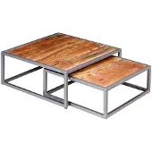 vidaXL Ensemble de deux tables basses en acacia massif