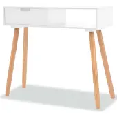 vidaXL Table console Bois de pin massif 80 x 30 x 72 cm Blanc