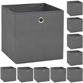 vidaXL Boîte de rangement 10 pcs Tissu non-tissé 32x32x32 cm Gris