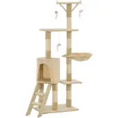 vidaXL Arbre à chat avec colonnes en sisal 138 cm Beige