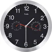 vidaXL Horloge murale avec mouvement à quartz, hygromètre et thermomètre 30 cm noir