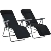 vidaXL Chaises de jardin pliantes avec coussins 2 pcs. noir
