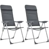 vidaXL Chaise de camping, lot de 2, gris, 58 x 69 x 111 cm, aluminium