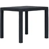 vidaXL Table de jardin anthracite 79x79x72 cm plastique aspect rotin