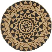 vidaXL Tapis fait à la main Jute avec imprimé noir 120 cm