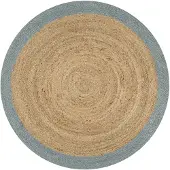 vidaXL Tapis Jute fait main avec bordure vert olive 90 cm